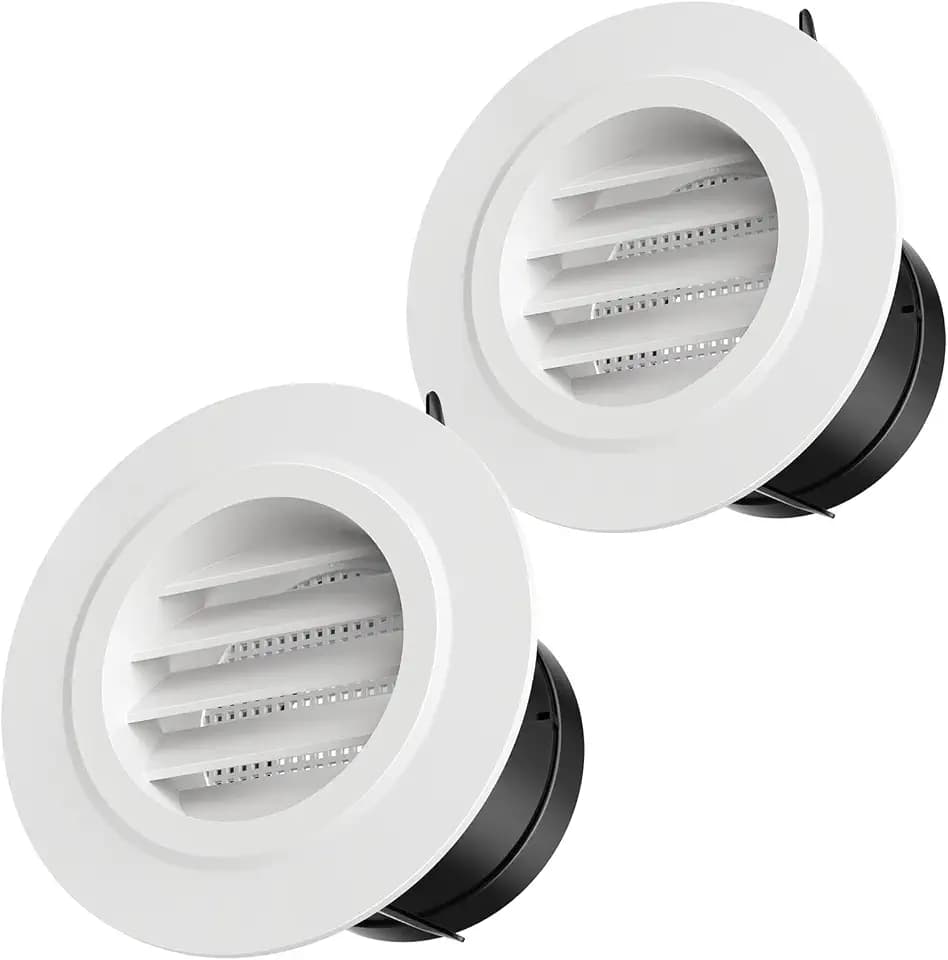 3 Inch Vent Cover, Hon&Guan 3 Soffit Vents Exterior Round Soffit Vents with Built-in a Fly Screen for Bathroom Office Home-2PCS