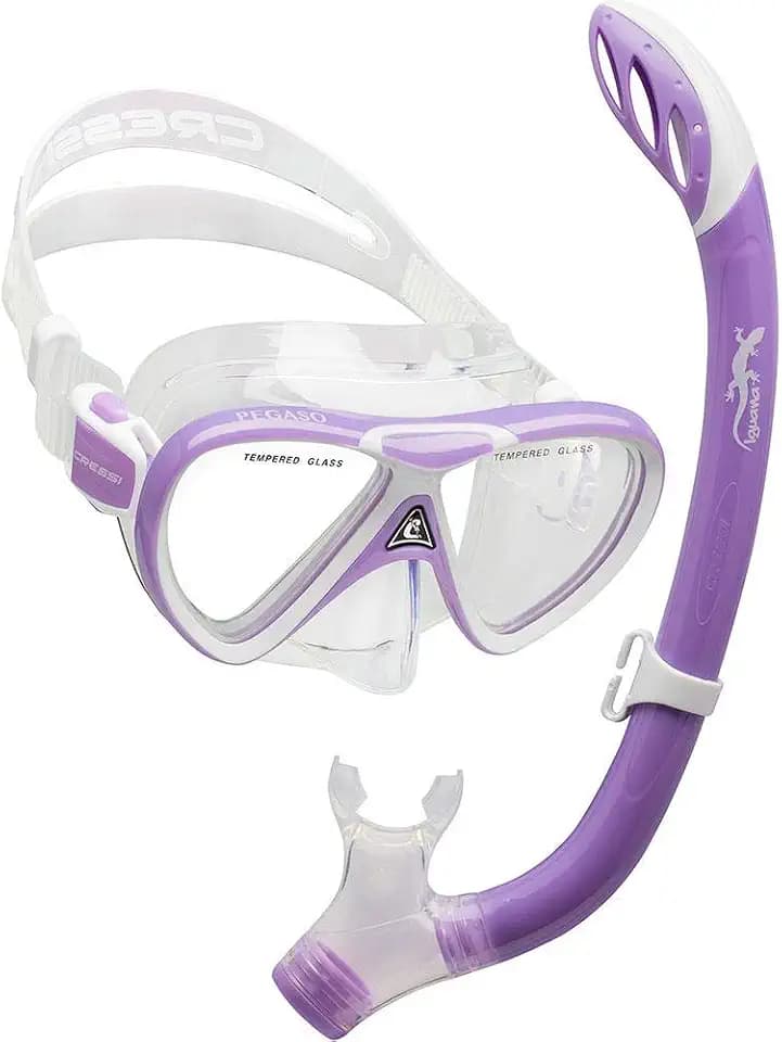 Cressi Snorkeling Silicone Set (Mask & Snorkel) for Kids ages 5 to 15 years old - Pegaso & Iguana: designed in Italy