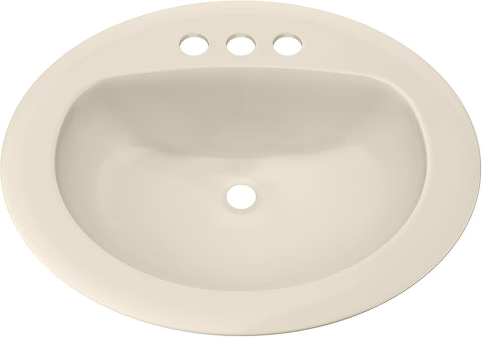 PROFLO PF20174 Rockaway 20-1/2" Oval Vitreous China Drop In Bathroom Sink with Overflow and 3 Faucet Holes at 4" Centers - Biscuit