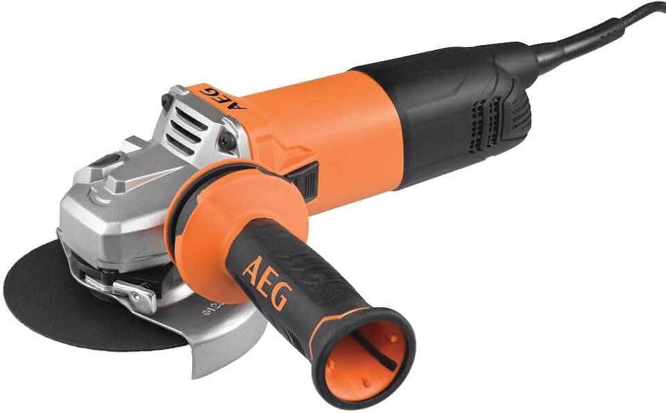 AEG - Schleifmaschine, 125 mm, 1000 W, Lieferung im Koffer mit 6 Scheiben (1 Schruppscheibe, 2 Diamantscheiben, 3 Trennscheiben) – Ws10-125 Lk1