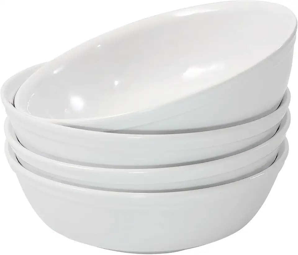 TP 30 oz Melamine Bowls Set of 4, Large Serving Bowls for Ramen, Pasta, Salad, and Soup, Unbreakable and Lightweight, Dishwasher Safe for Daily Kitchen Use, White