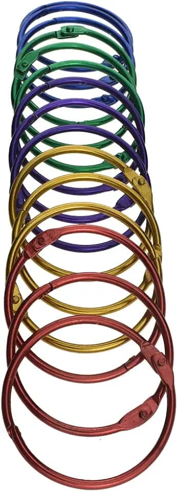 HAHIYO 2 Inch Metal Binder Rings - Assorted Colors (15Pcs) - Office Book Rings - Strong & Durable - A4 Paper Size