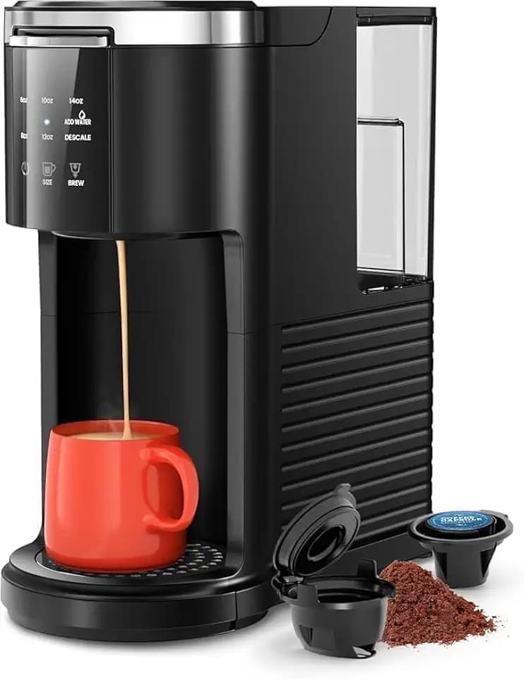 Kismile Single Serve Coffee Maker, 2-in-1 Coffee Pod & Ground Brewer