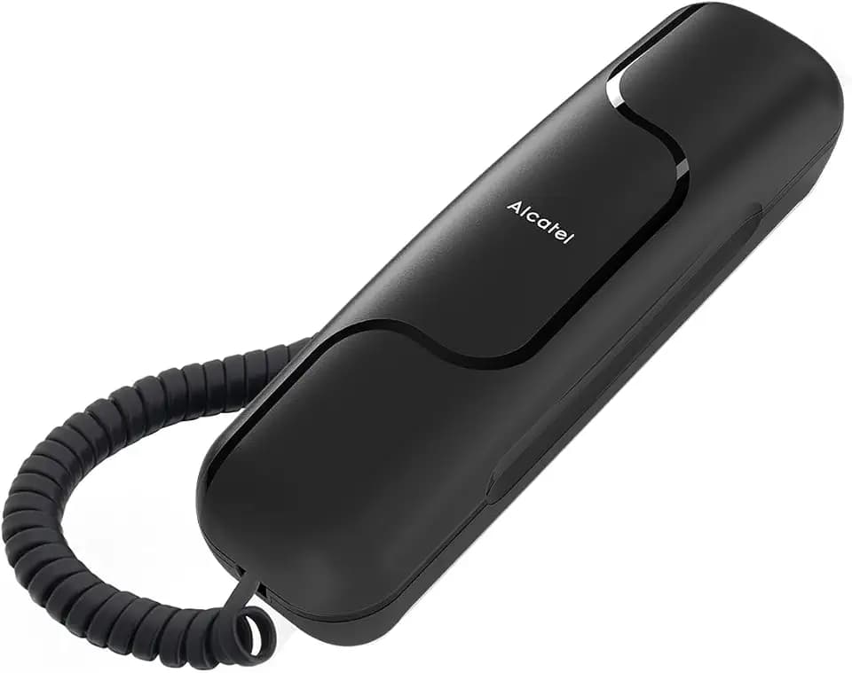 ALCATEL T06 - Schnurgebundenes Festnetztelefon - Ultra-kompaktes Design - Wandmontage - Wahlwiederholungstaste - Klingeltonlautstärkeregler- Schwarz