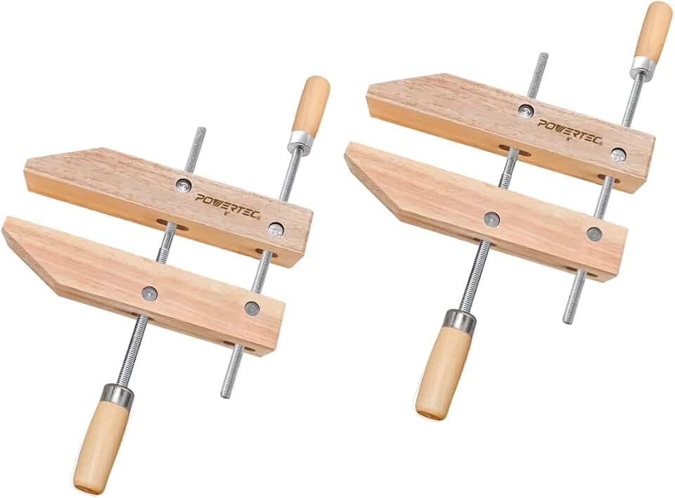 POWERTEC 71523 Wooden Handscrew Clamp – 8 Inch | Hand Screw Clamps for Woodworking, 2PK