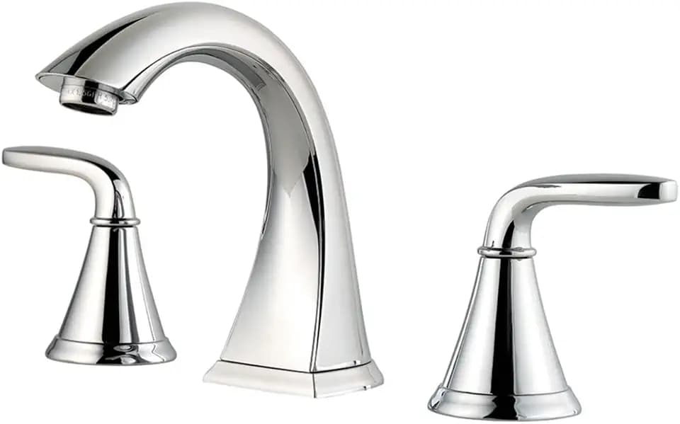 Pfister Pasadena 8 in Widespread Bathroom Sink Faucet 3 Hole Double Handle Polished Chrome Vanity Faucet with Push & Seal Drain and Pfast Connect Technology LF049PDCC