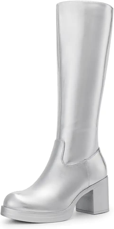 DREAM PAIRS Womens Knee High Round Toe Platform Boots