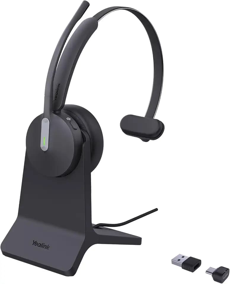 Yealink BH 70 Mono Teams Headset inkl. Ladeständer – Bluetooth, 3-Mikrofon Geräuschunterdrückung, 35h Akkulaufzeit, USB-C/A