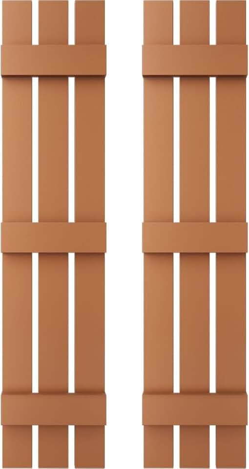 12 in. W x 55 in. H Builders Edge, Standard Three Board Spaced, Board-n-Batten Shutters, Includes Matching Installation Spikes (Per Pair), 471 - Treated Cedar