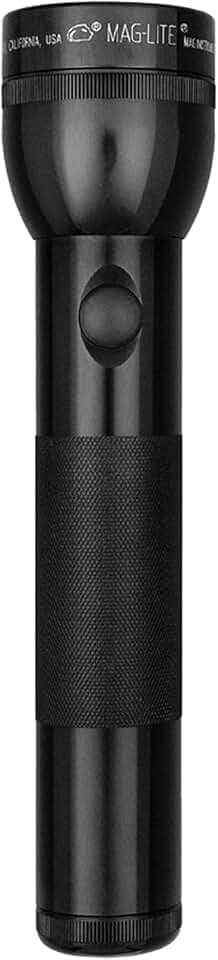 MagLite 2-Cell D Incandescent Flashlight – Water-Resistant, Adjustable Beam, High-Intensity Xenon Bulb – Black