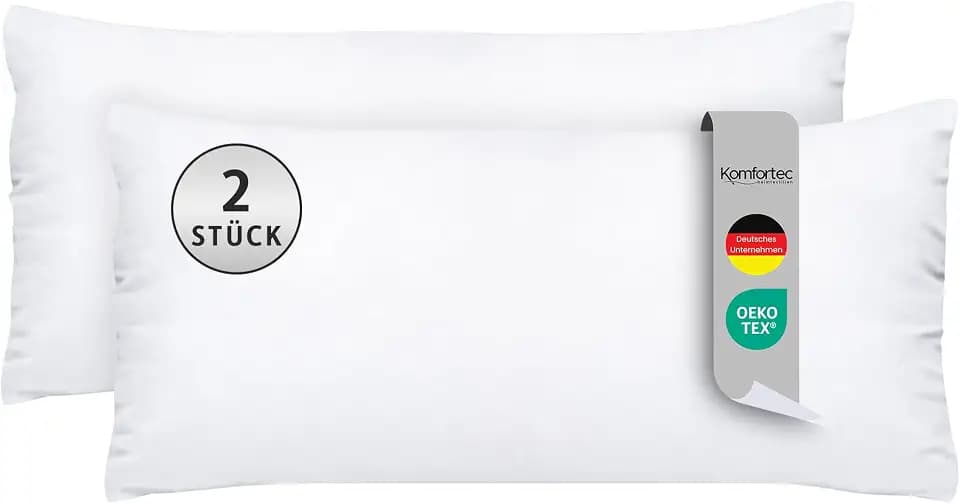 Komfortec Kopfkissen 40x80 cm 2er Set, Oeko-TEX Zertifiziert Kissen mit 800g Kissenfüllung, Allergiker geeignet, Waschbar
