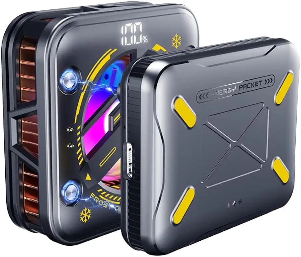 Magnetic Phone Cooler with Battery,Rechargeable Wireless Cooling Fan for iPhone/iPad,Phone Cooling Case Radiator Heatsink with RGB LED for iPhone MagSafe Series/Samsung/Android