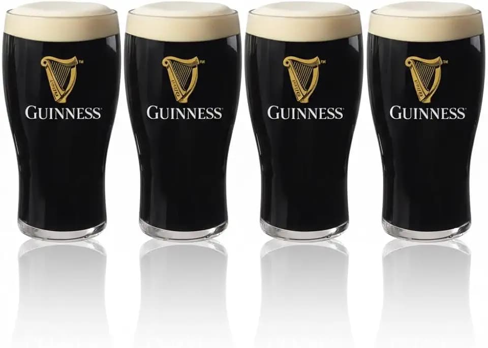 LORD'S ROCKS Guinness Official 20oz Pint Glasses – Set of 4, Branded Tulip Shape Beer Glassware – Classic Irish Pub Style