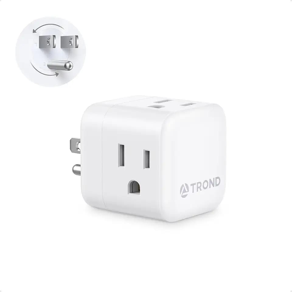 TROND Multi Wall Outlet Extender - Sideways Plug Adapter with 3 Sockets