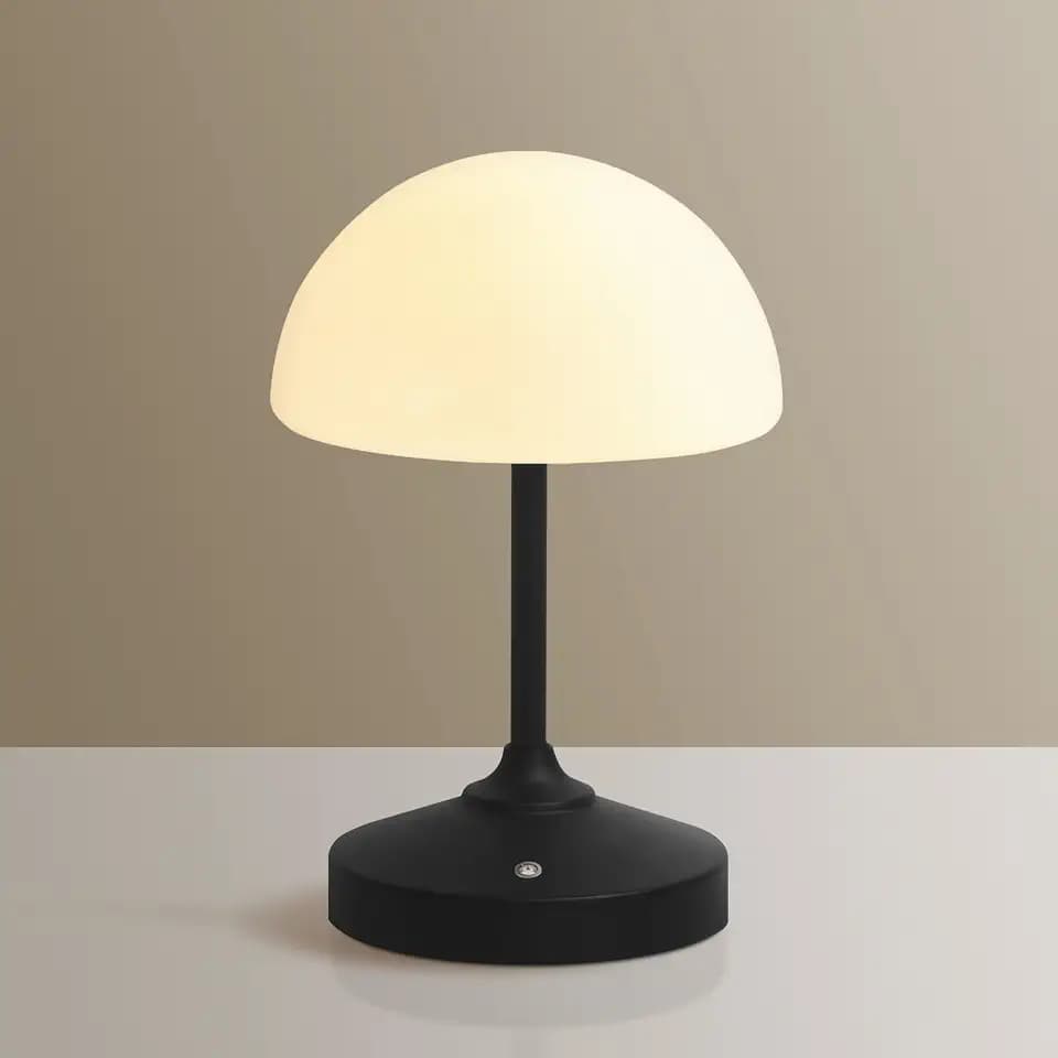 Dawnwake Mushroom Lamp Cordless Lamp Table Lamp,Outdoor Waterproof Shower Lamps,5000mAh Rechargeble Battery Operated Dimmable Touch Desk Lamps,LED Night Light for Bathroom Patio Camping Outdoor(Black)