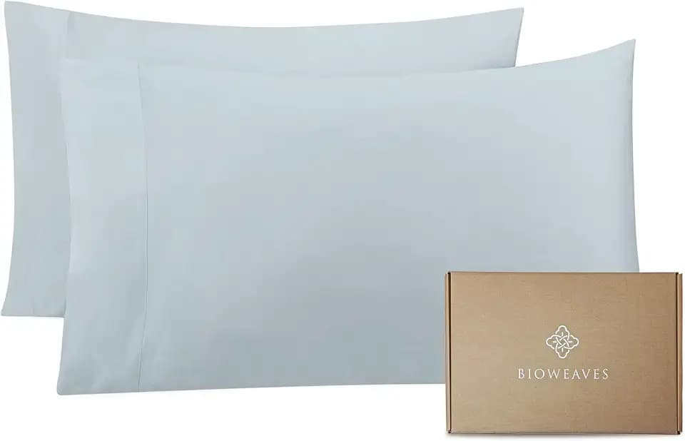 Bioweaves 100% Organic Cotton Envelope Pillow Cases 300 Thread Count Soft Sateen Weave GOTS Certified – 20 X 27, Set of 2, Shore