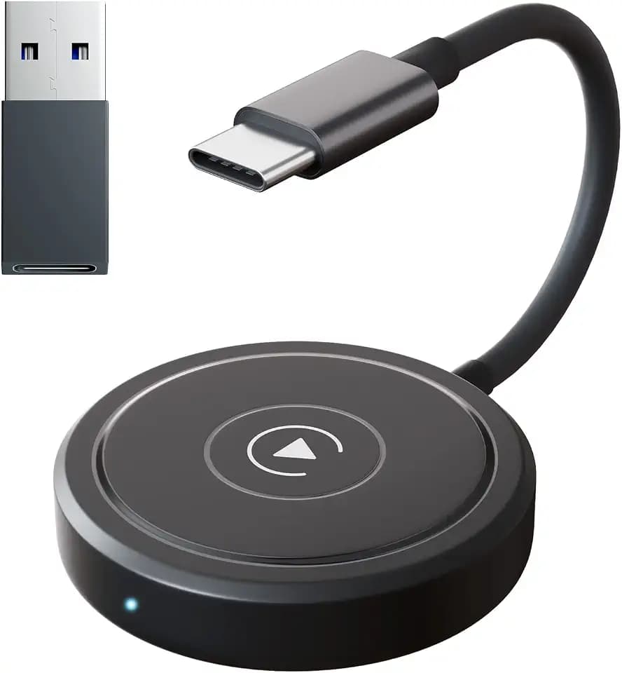 Wireless CarPlay Adapter für iPhone, CarPlay USB Dongle Konvertieren Sie Kabelgebundenes CarPlay zu Wireless, Bluetooth, 5 GHz WiFi Auto-Connect, 15,1 x 6,7 x 1,7 cm
