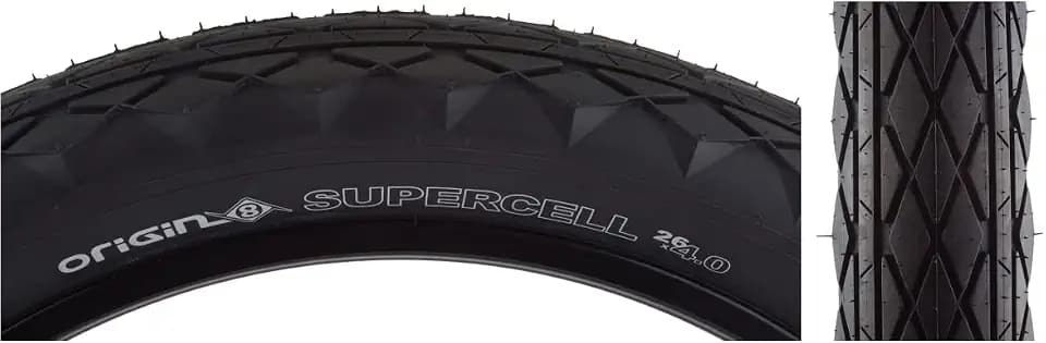 Origin8 Supercell Wire Bead Fat Bike Tires, 26 x 4.0, Black/Black