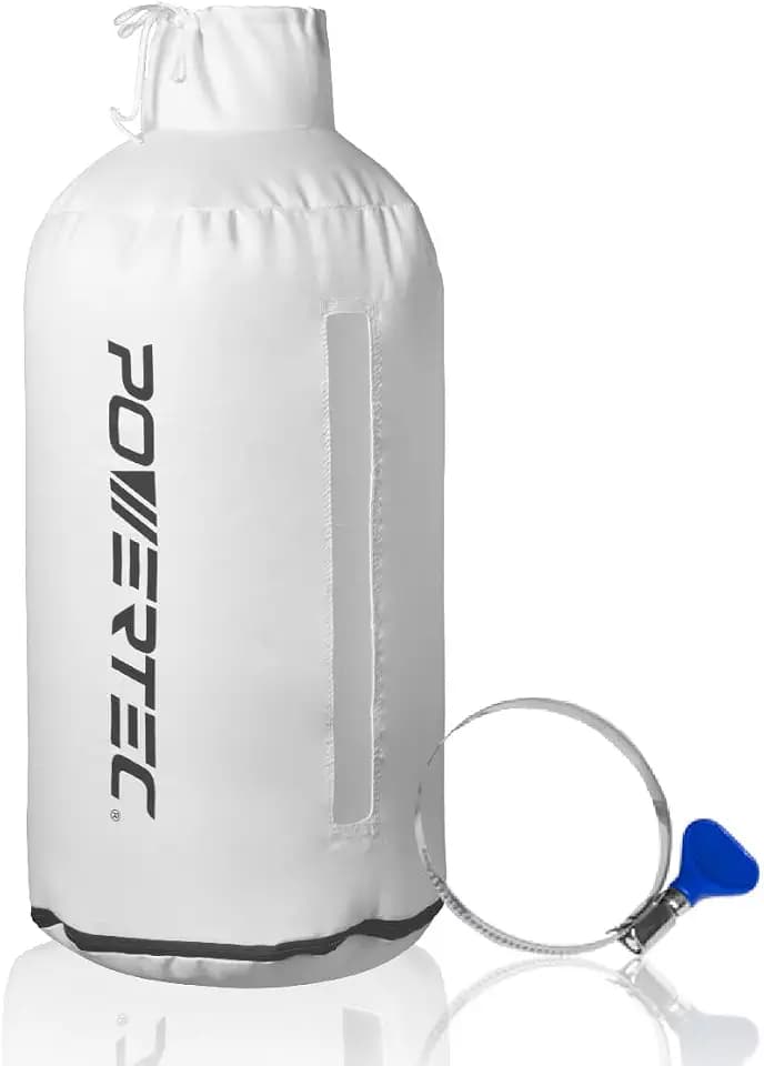 POWERTEC Dust Collector Bag with 4" Key Hose Clamps, 30 Micron Dust Bag for DeWalt DW735, DW734, WEN PL1326, PL1303 Planer, DC3401 Dust Collector & Woodworking Machine w/ 4" OD Dust Port (70399)