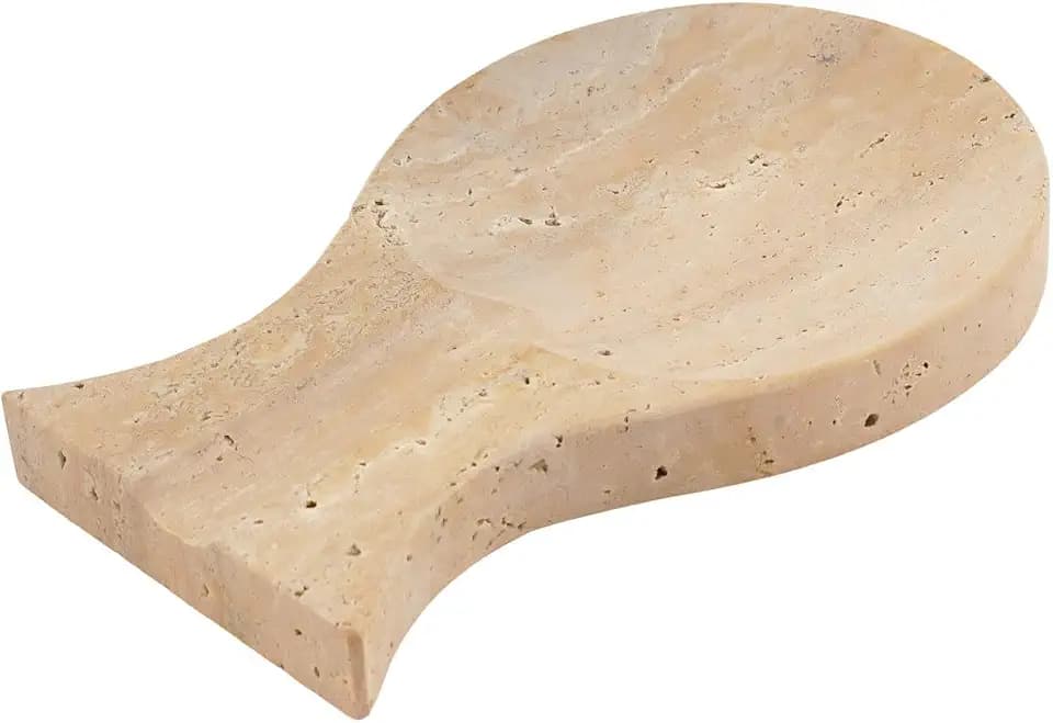 Travertine Spoon Rest for Stove Top, Marble Spoon Holder