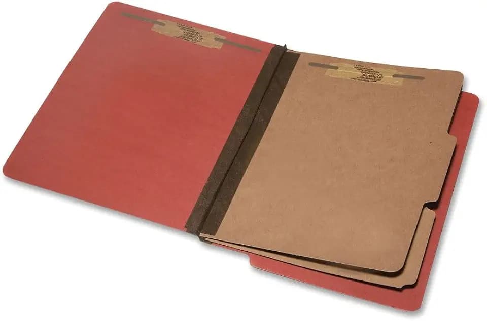 SKILCRAFT 7530-01-590-7104 Six-Part End Tab Classification Folder, Letter Size, 2 Dividers, Red (Box of 10)