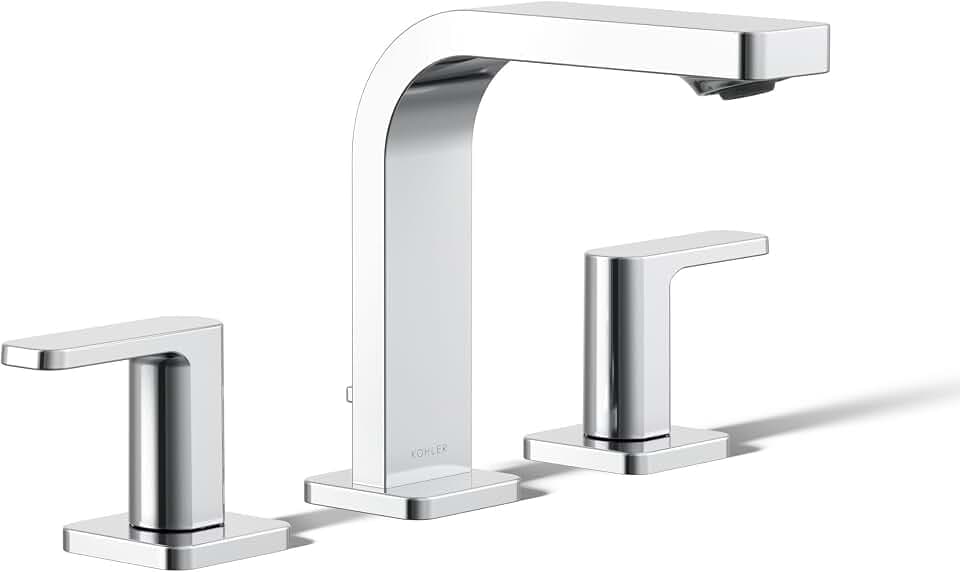 Kohler K-23484-4K-CP Parallel Widespread Bathroom Sink Faucet, 1.0 GPM, Lever Handles, Polished Chrome