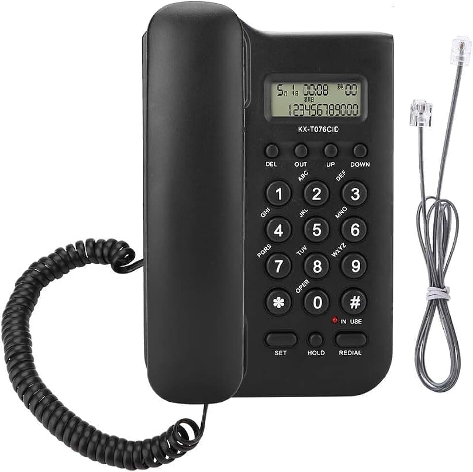 Ejoyous Schnurgebundes Telefon, Telephonr Fixe Festnetztelefon mit Schnurgebundenem Desktop Telefon Analoge Schnurtelefone FSK/DTMF Doppelsystem Wand Telefon mit Anrufe Display