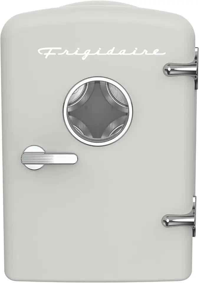 Frigidaire EFMIS171 Retro Mini Portable Personal Fridge - Ideal for Home, Office or Dorm - Includes Carrying Handle, AC/DC Wall/Car Charger (Grey)