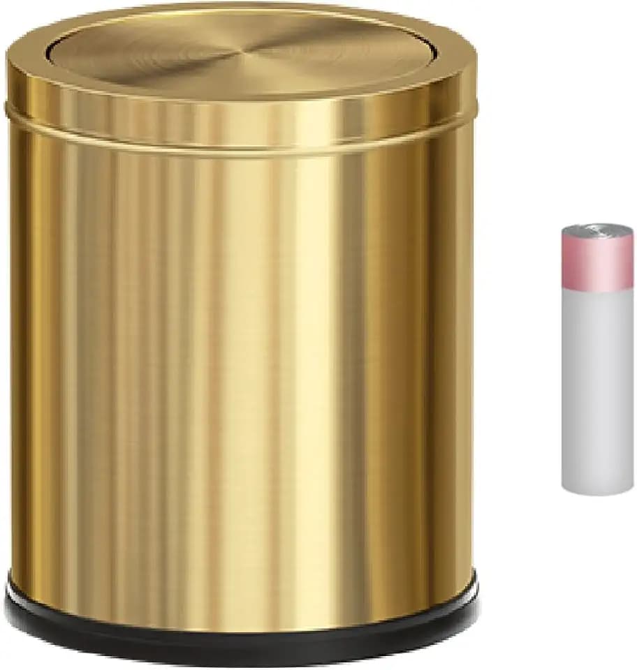 4 Gallon Gold Bathroom Trash Can with Lid