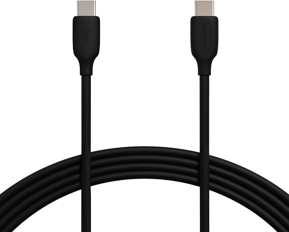 Amazon Basics USB-C-auf-USB-C 2.0 Schnellladekabel, 480 Mbit/s Geschwindigkeit, USB-IF-zertifiziert, für Apple iPhone 16/15, iPad, Samsung Galaxy, Tablets, Laptops, 3 m, Schwarz