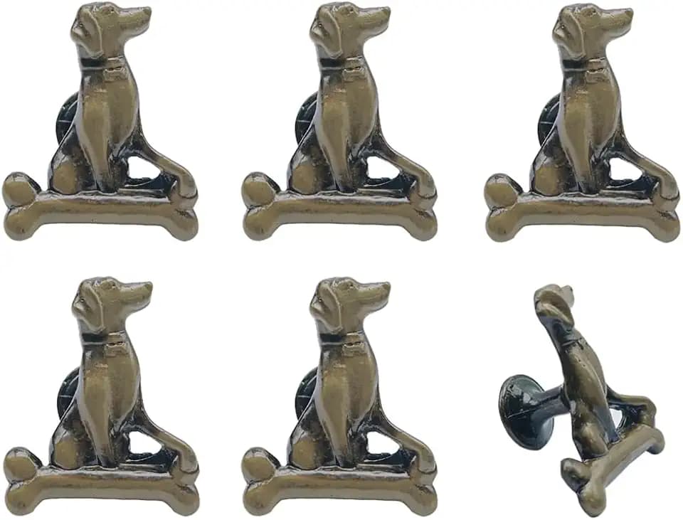 haowei Leopard Cabinet Knobs Gold Leopard Knobs 6Pcs Creative Animal Handle Single Hole Zinc Alloy Cabinet Pulls Decorative Furniture Drawer Knobs Dresser Handles Hardware (Bronze Dog)