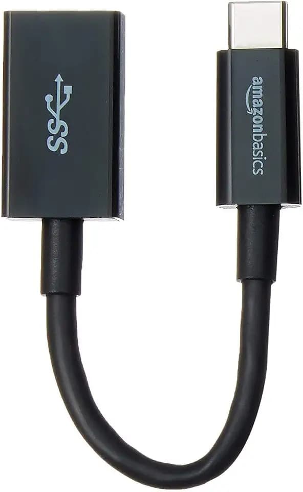 Amazon Basics USB 3.1 USB-C to USB-A Female Adapter Cable Converter, 5Gbps High-Speed, USB-IF Certified, Fast Transfer, Portable, for Laptops, Tablets, Phones (iPhone 16/15), Black