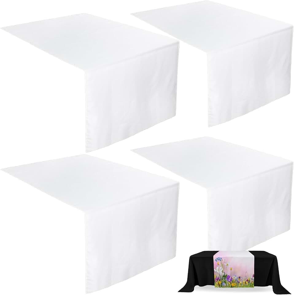 Breling 2 Pcs White Sublimation Table Runner Blank, 24 X 72 Inch
