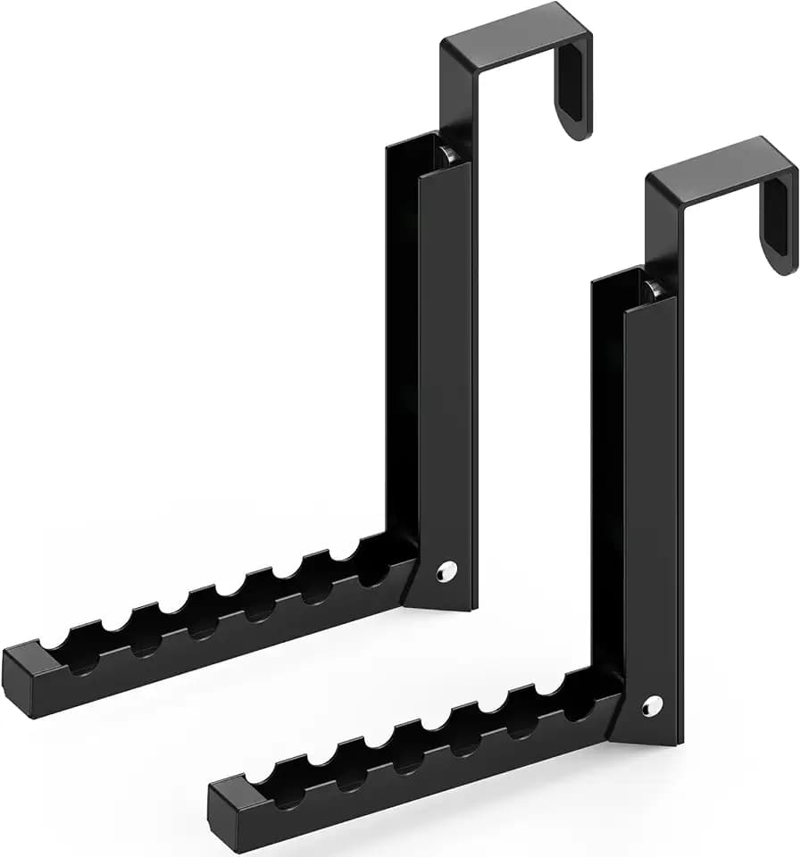 2 Pcs Over The Door Hooks Hanger,Over The Door Organizer Racks, Collapsible Folding Over Door Clothes Drying Laundry Hooks for Hanging Clothes,Over Door Storage Hangers for Bedroom Bathroom (Black)
