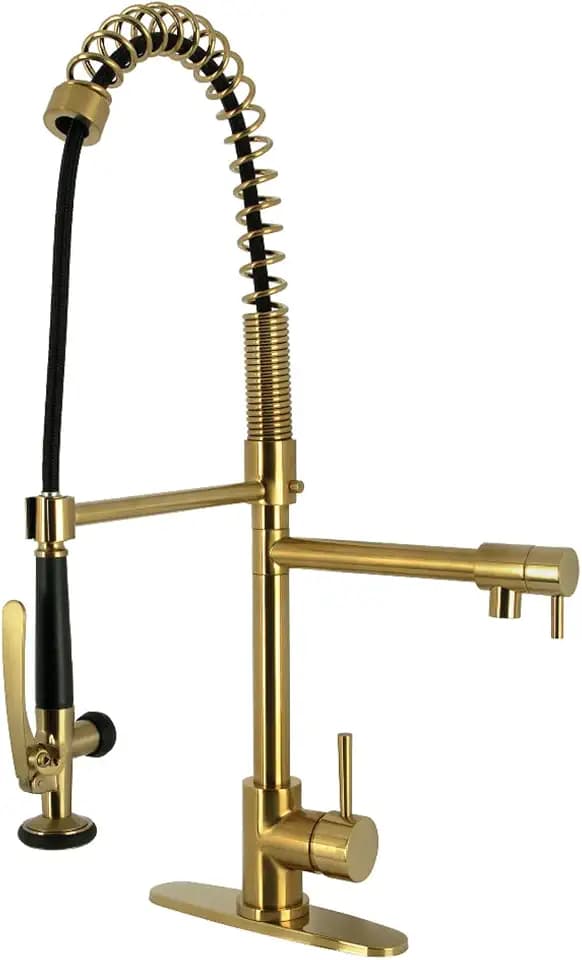Kingston LS8503DL Deck-Mount Pre-Rinse Kitchen Faucet, Brushed Brass