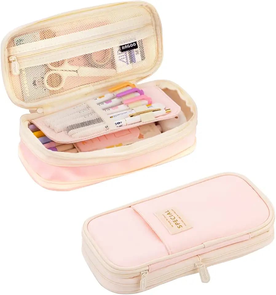 iSuperb Foldable Pencil Case Zipper Big Capacity Aesthetic Canvas Pencil Pouch Compartments Stationery Organizers Pen Bag for Kids Girls Boys Teen Child Student School Supplies Makeup Bags