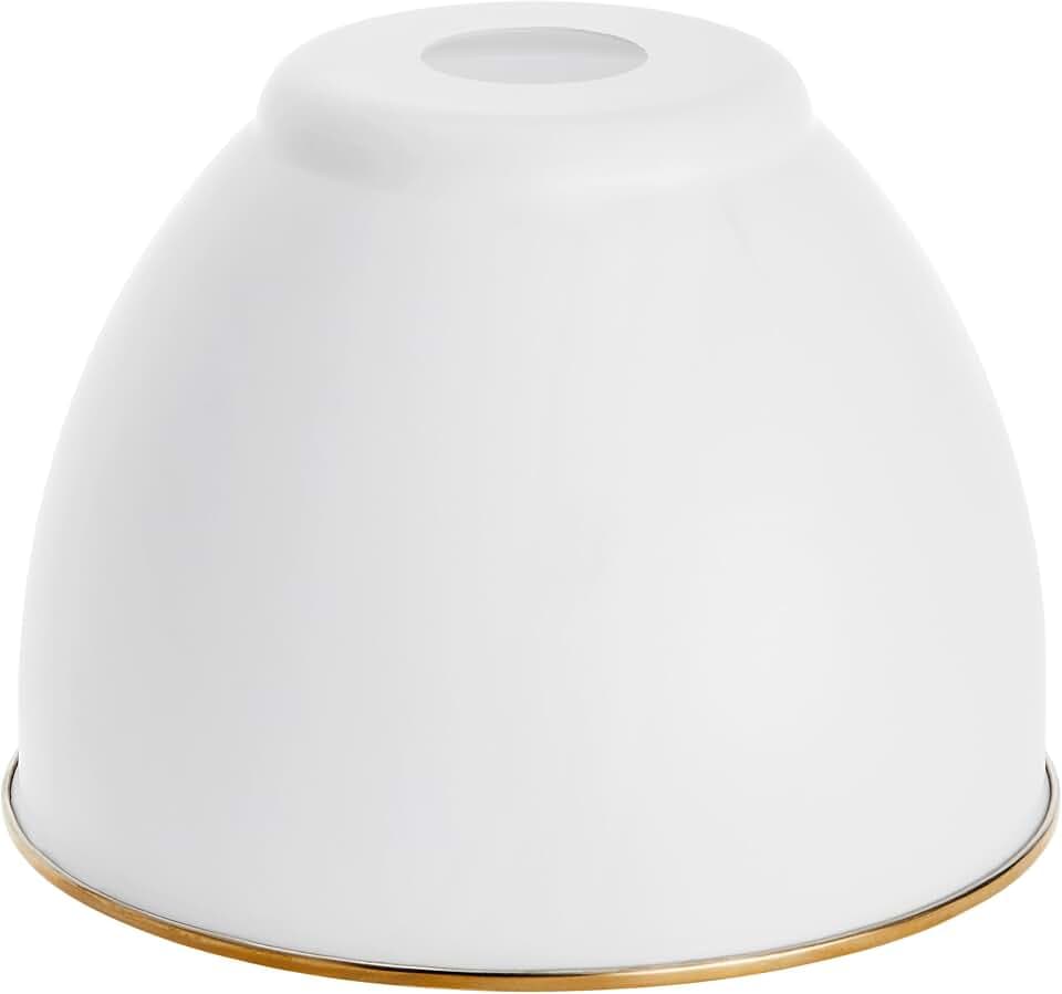 Aspen Creative 21601-21,Replacement Metal Shade for Pendant Light,Alabaster White,7-7/8"W x 5-3/4"H,Center Hole 1-5/8"