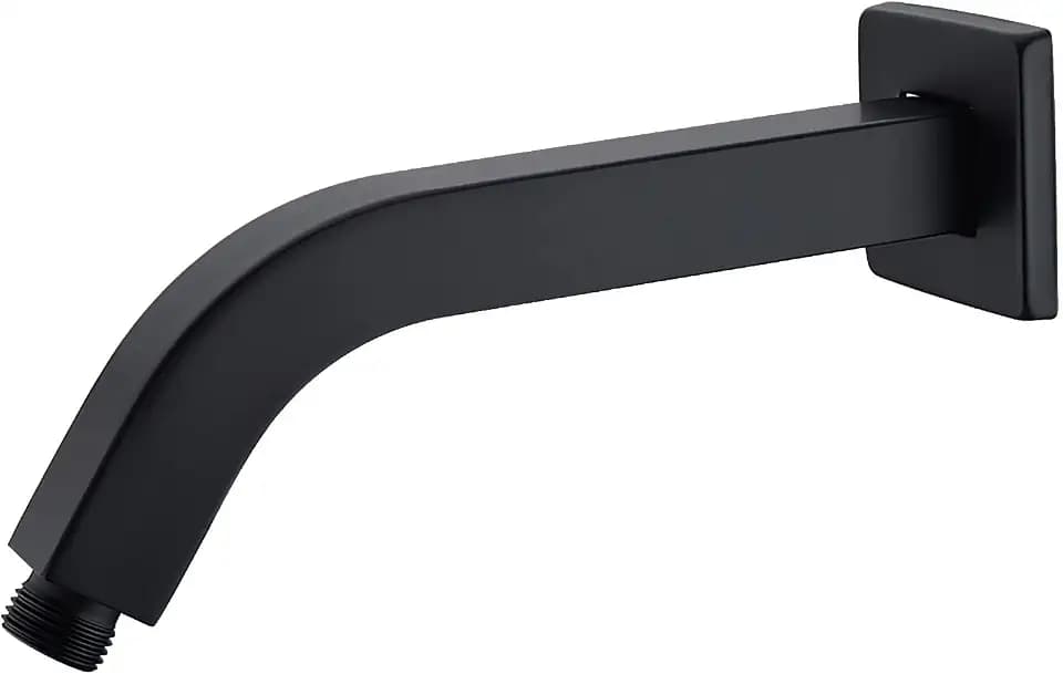 8 Inch Square Matte Black Shower Arm and Flange
