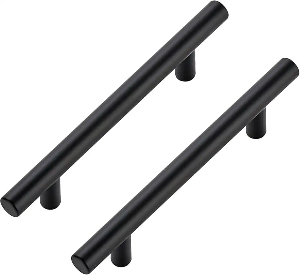 JOY DECOR 3 Pack Black Cabinet Handles, 4 in Hole Center Cabinet Pulls