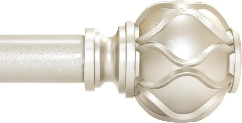 Champagne Gold Curtain Rod 28-48 Inch Heavy Duty Twisted Finial
