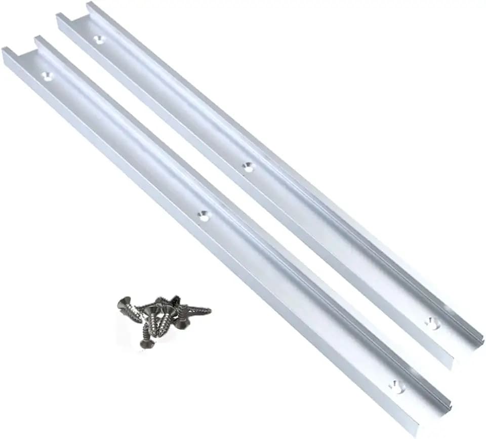 2 Pack 400mm Universal 3/4 Slot T-Track Double-Cut Profile Aluminum T-Track with Predrilled Mounting Holes and Screws, 30 Type T Track for Woodworking and Clamps,Router Table, (Silver)