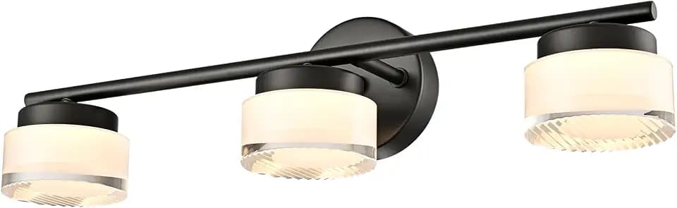 DAYCENT 3-Light LED Bathroom Vanity Lights Black Wall Light Over Mirror