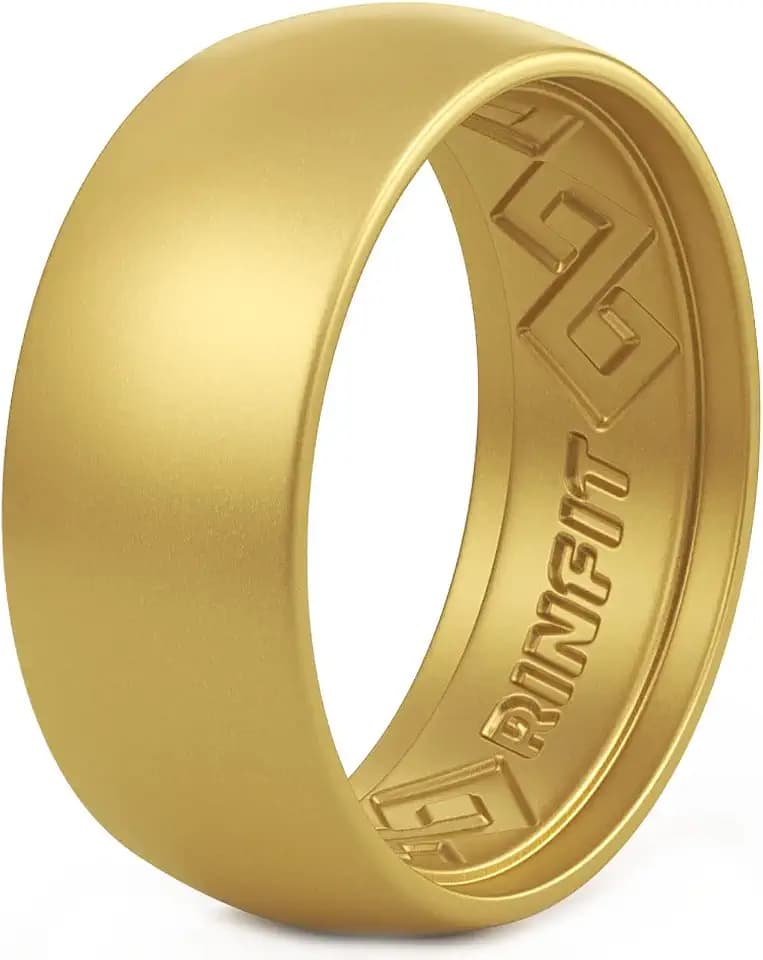 Rinfit Silicone Wedding Ring for Men, Step Edge