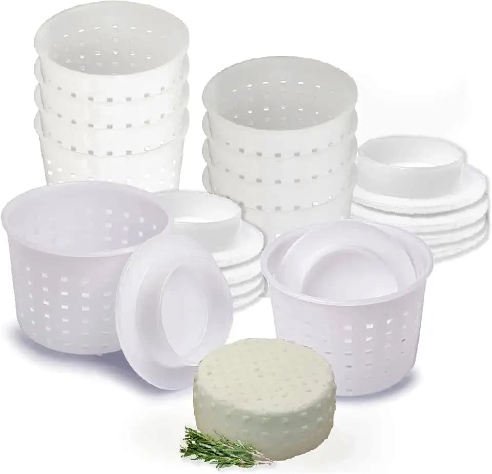 10 pcs Small Cheese Mold for Cheese Making with a Follower 1/3 QT - Cheddar Cheese Making Basket Kit - Homemade Cheese Making Supplies - Hard Cheese Form Molds - Moldes Para Queso Fresco Casero