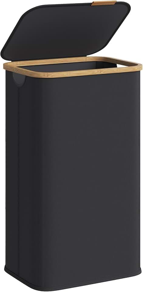 SONGMICS Laundry Hamper with Lid, 100L Laundry Basket, Bamboo Frame