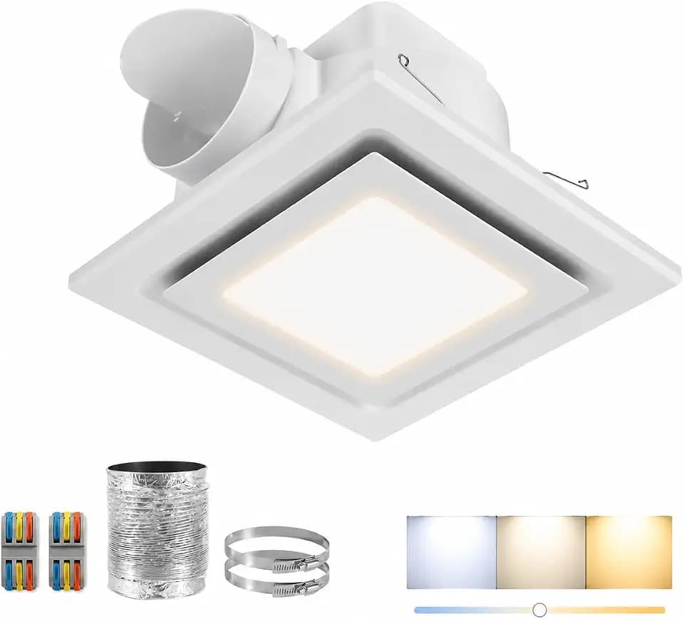 10 Inch Bathroom Exhaust Fan with Light, Adjustable Light, Quiet