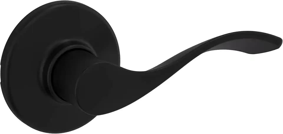 Kwikset Balboa Interior Passage Door Handle, Lever For Closet and Hallway Doors, Reversible Non-Locking Handle Lever, Matte Black