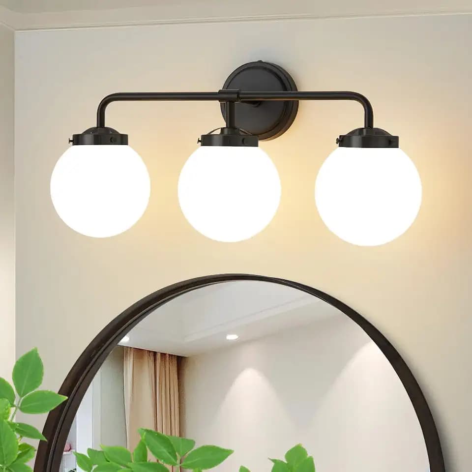 Bathroom Light Fixtures 22.4in 3-Light Matte Black Vanity Lights for Mirror