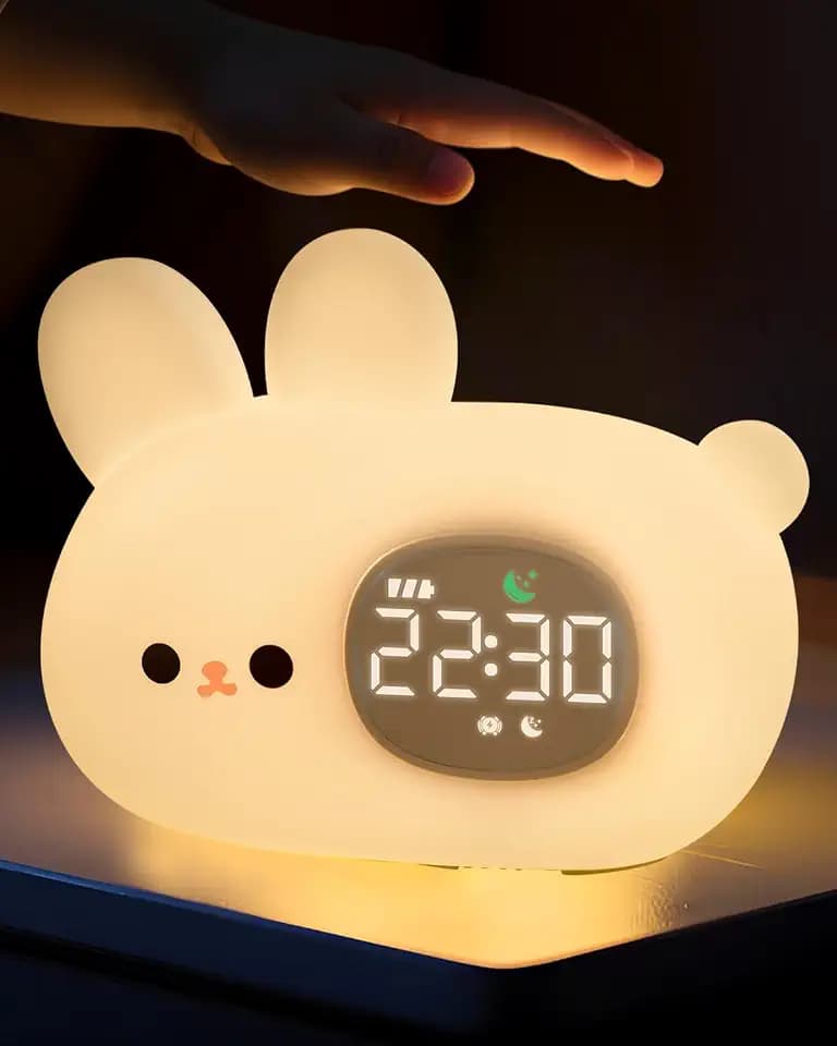 Yiliaw Bunny Alarm Clock with Night Light for Kids, Ok to Wake Clock