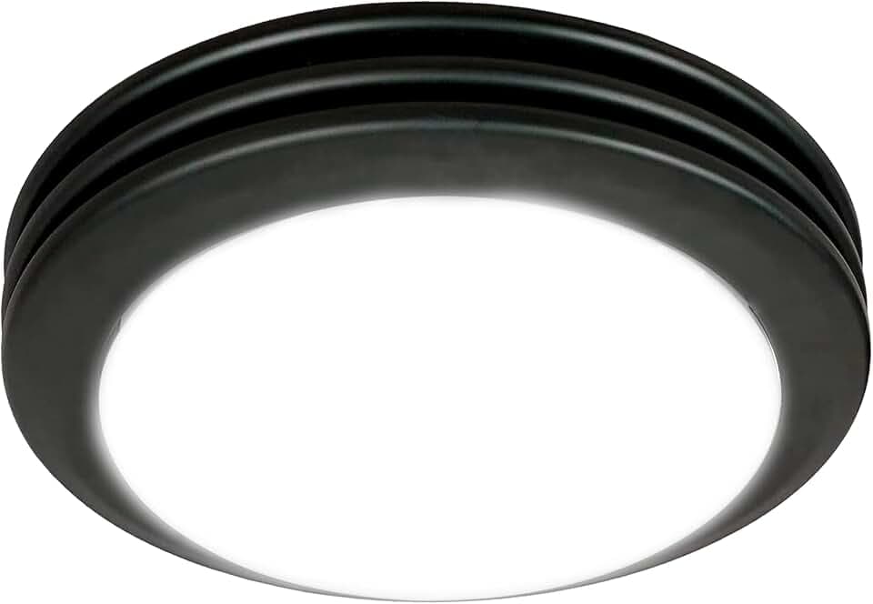 Akicon Ultra Quiet Bathroom Exhaust Fan with LED Light 80CFM 2.0 Sones Round Bathroom Ventilation Fan with Frosted Glass Cover Matte Black Finish (Matte Black)